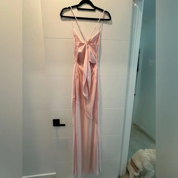 Lovers + Friends Massie Gown Blush Pink Revolve Maxi Dress Strappy Crisscross S - Picture 12 of 16